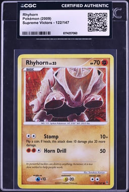 2009 Pokemon Platinum Supreme Victors Rhyhorn #122 CGC AUTH