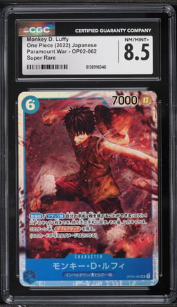 2022 One Piece Japanese Paramount War SR Monkey D. Luffy #OP02-062 CGC 8.5 NM-MT+