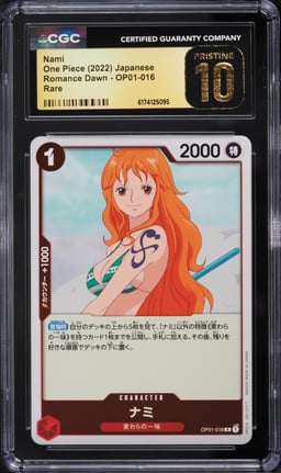 2022 One Piece Japanese Romance Dawn Nami #OP01-016 CGC 10 PRISTINE