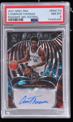 2021 Panini Spectra Radiant Signature Astral Cameron Thomas #RSI-CTH 17/49 PSA 8