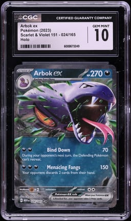 2023 Pokemon Scarlet & Violet 151 Holo Arbok ex #24 CGC 10 GEM MINT