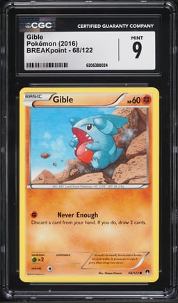 2016 Pokemon XY Breakpoint Gible #68 CGC 9 MINT