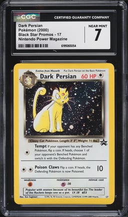 2000 Pokemon Black Star Promo Nintendo Power Magazine Holo Dark Persian #17 CGC 7 NRMT