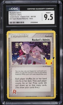 2021 Pokemon Sword & Shield Celebrations Classic Holo Rocket's Admin #86 CGC 9.5 MINT+