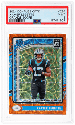 2024 Donruss Optic Rated Rookie Orange Scope Xavier Legette #299 16/79 PSA 9