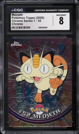 2000 Topps Chrome Pokemon Series 1 Meowth #52 CGC 8 NM-MT