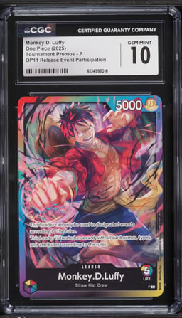 2025 One Piece Promo Tournament Release Event Participation Leader Monkey D. Luffy #P CGC 10