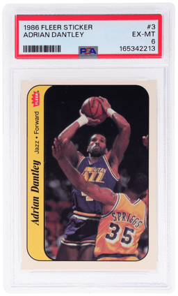 1986 Fleer Sticker Adrian Dantley #3 PSA 6