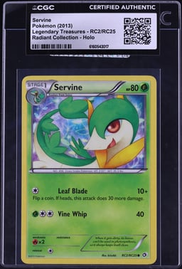 2013 Pokemon Black & White Legendary Treasures Radiant Collection Holo Servine #RC2 CGC AUTH