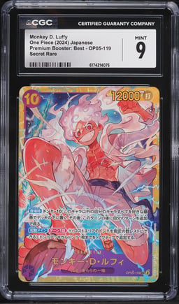 2024 One Piece Japanese Premium Booster Best SEC Monkey D. Luffy #OP05-119 CGC 9 MINT