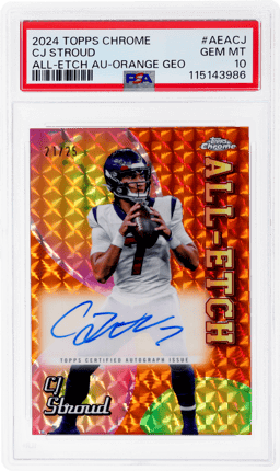 2024 Topps Chrome All-Etch Autograph Orange Refractor CJ Stroud #AEA-CJ 21/25 PSA 10