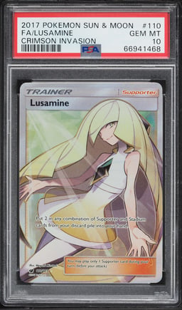 2017 Pokemon Sun & Moon Crimson Invasion Full Art Lusamine #110 PSA 10 GEM MINT