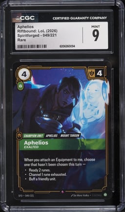 2026 Riftbound League Of Legends LoL Spiritforged Aphelios #49 CGC 9 MINT
