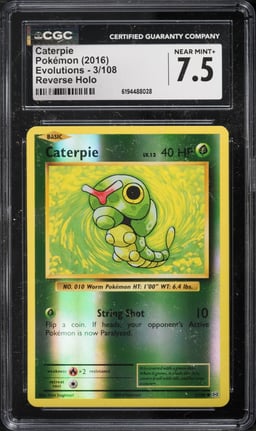 2016 Pokemon XY Evolutions Reverse Holo Caterpie #3 CGC 7.5 NRMT+