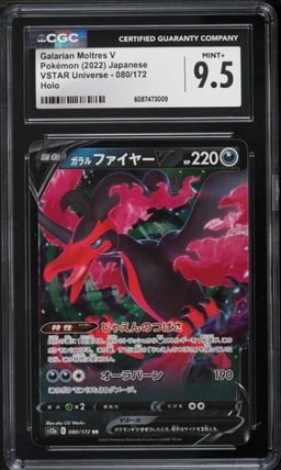 2022 Pokemon Japanese Sword & Shield VSTAR Universe Galarian Moltres V #80 CGC 9.5 MINT+