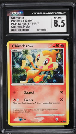 2007 Pokemon POP Series 6 Cosmos Holo Chimchar #14 CGC 8.5 NM-MT+