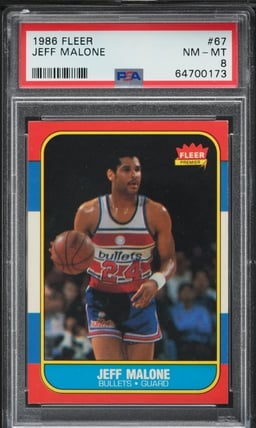 1986 Fleer Basketball Jeff Malone ROOKIE #67 PSA 8 NM-MT