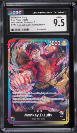 2025 One Piece Promo Tournament Release Event Participation Monkey D. Luffy #P CGC 9.5 MINT+