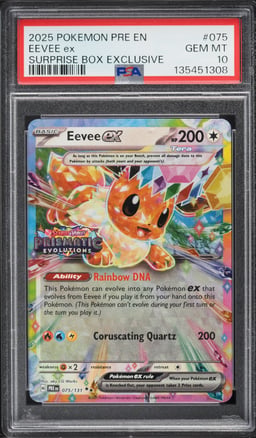 2025 Pokemon Scarlet & Violet Prismatic Evolutions Surprise Box Eevee Ex #75 PSA 10 GEM MINT