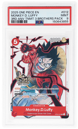 2025 One Piece Tournament Promo 3rd Anniversary 3 Brothers Pack Monkey D. Luffy #ST01-012 PSA 9
