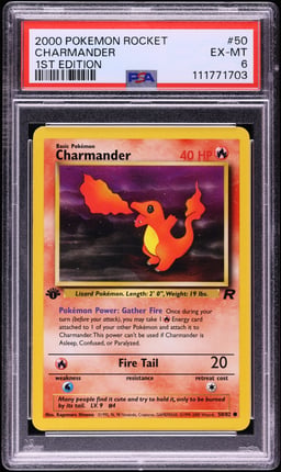 2000 Pokemon Team Rocket 1st Edition Charmander #50 PSA 6 EXMT