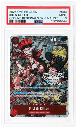 2025 One Piece Offline Regionals Pack '25 Season 2 Finalist Kid and Killer #EB01-003 PSA 9