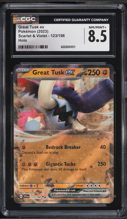 2023 Pokemon Scarlet & Violet Holo Great Tusk Ex #123 CGC 8.5 NM-MT+