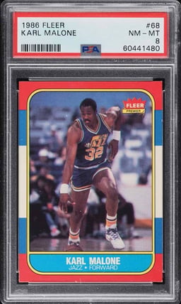 1986 Fleer Basketball Karl Malone ROOKIE #68 PSA 8 NM-MT
