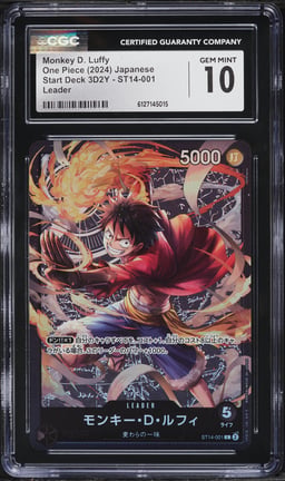 2024 One Piece Japanese Start Deck 3D2Y Leader Monkey D. Luffy #ST14-001 CGC 10 GEM MINT