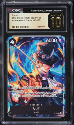 2025 One Piece Japanese Promo Sabo #P-105 CGC 10 PRISTINE