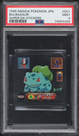 1998 Pokemon Japanese Amada Super DX Stickers Bulbasaur #D01 PSA 9 MINT