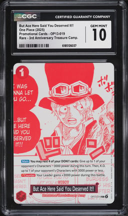 2025 One Piece 3rd Treasure Manga Alt Art But Ace Here Said You Deserved It!! CGC 10 GEM MINT