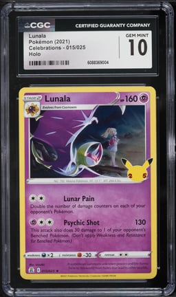 2021 Pokemon Sword & Shield Celebrations Holo Lunala #15 CGC 10 GEM MINT