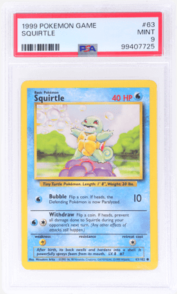 1999 Pokemon Base Set Squirtle #63 PSA 9