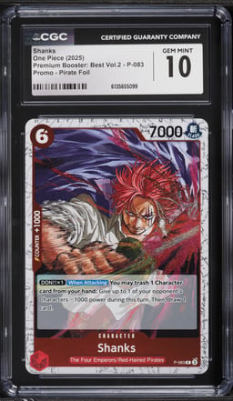 2025 One Piece Promo Premium Booster Best Vol. 2 Pirate Foil Shanks #P-083 CGC 10 GEM MINT