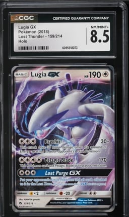 2018 Pokemon Sun & Moon Lost Thunder Holo Lugia GX #159 CGC 8.5 NM-MT+