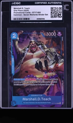 2025 One Piece Seven Warlords Binder Set Alt Art Marshall D. Teach #ST17-005 CGC AUTH