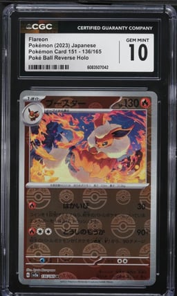 2023 Pokemon Japanese SV 151 Poke Ball Reverse Holo Flareon #136 CGC 10 GEM MINT