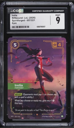 2026 Riftbound League Of Legends LoL Spiritforged Irelia #57 CGC 9 MINT