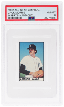 1982 All Star Game Program Inserts Hand Cut Jack Morris PSA 8