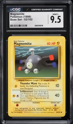 1999 Pokemon Base Set Magnemite #53 CGC 9.5 MINT+