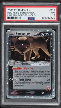 2005 Pokemon EX Unseen Forces Holo Rocket's Persian ex #116 PSA 7 NRMT