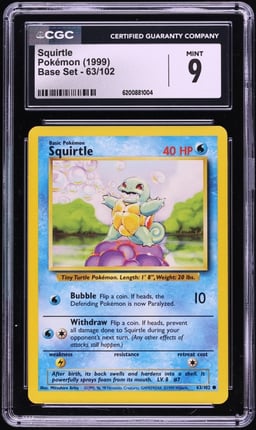 1999 Pokemon Base Set Squirtle #63 CGC 9 MINT