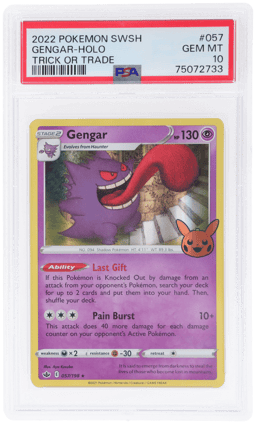 2022 Pokemon Sword and Shield Chilling Reign Trick Or Trade Holo Gengar #057 PSA 10