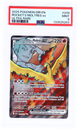 2025 Pokemon Scarlet and Violet Destined Rivals Ultra Rare Team Rocket’S Moltres Ex #208 PSA 9