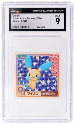2006 Pokemon Junior Color Stickers Ensky Japanese Minun #J035 CGC 9