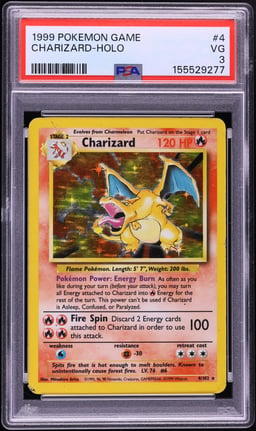 1999 Pokemon Base Set Holo Charizard #4 PSA 3 VG