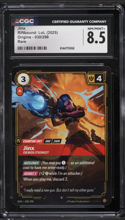 2025 Riftbound League Of Legends LoL Origins Jinx #30 CGC 8.5 NM-MT+