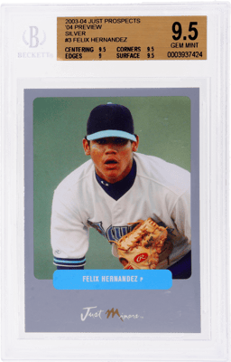 2003 Just Prospects 04 Preview Silver Felix Hernandez #3 /5000 BGS 9.5