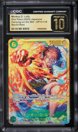 2025 One Piece Japanese Carrying On His Will SEC Monkey D. Luffy #OP13-118 CGC 10 PRISTINE